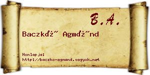 Baczkó Agmánd névjegykártya